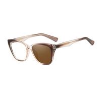TVTBBVV Gafas de moda con forma de ojo de gato para mujer, transparentes, con montura con bisagra de resorte para hombre (marrón té)