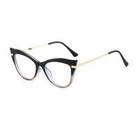 TVTBBVV Gafas de ojo de gato con degradado, patillas de textura metálica, estilo retro, gafas lisas de moda que adelgazan el rostro (té negro)