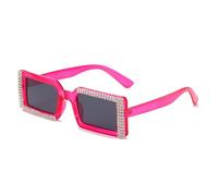 TVTBBVV Gafas de sol cuadradas con diamantes de imitación para mujer y hombre, montura negra, gafas de cristal brillantes, gafas de sol modernas y ligeras para fiestas y uso diario (4)