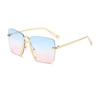TVTBBVV Gafas de sol cuadradas extragrandes para hombre y mujer, montura metálica dorada vintage, protección UV400, sin montura, lentes grises sólidas, gafas de moda (5)