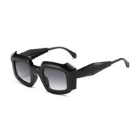 TVTBBVV Gafas de sol cuadradas geométricas futuristas y robustas para hombre y mujer, estilo retro, con montura ancha, protección UV400, montura negra brillante y lentes grises (2 unidades).