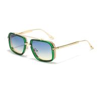 TVTBBVV Gafas de sol cuadradas para hombre y mujer con montura metálica de doble puente, estilo retro, modelo C5, talla única.