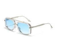 TVTBBVV Gafas de sol cuadradas para hombre y mujer con montura metálica de doble puente, estilo retro, C6, talla única.