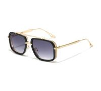 TVTBBVV Gafas de sol cuadradas para hombre y mujer con montura metálica de doble puente, estilo retro, C4, talla única.