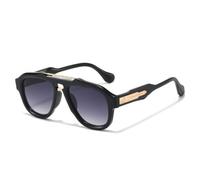 TVTBBVV Gafas de sol cuadradas para hombre y mujer, montura negra, montura gruesa, detalles dorados, patillas, material ligero y texturizado, estilo casual y moderno para exteriores, C5, talla única.