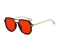 TVTBBVV Gafas de sol hexagonales extragrandes para hombre y mujer, montura geométrica cuadrada retro, protección UV400, doble puente, gafas de moda para viajes al aire libre, C5, talla única