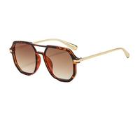 TVTBBVV Gafas de sol hexagonales extragrandes para hombre y mujer, montura geométrica cuadrada retro, protección UV400, doble puente, gafas de moda para viajes al aire libre, C1, talla única