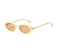TVTBBVV Gafas de sol ovaladas retro para hombre y mujer, estilo vintage, montura pequeña, gafas de moda, montura negra, protección UV, C3, talla única.