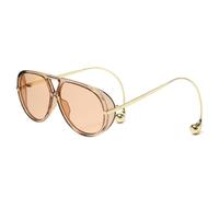 TVTBBVV Gafas de sol para hombre y mujer, estilo retro, de doble puente y patillas doradas con forma de bola, protección UV400, ideales para conducir, uso diario y fiestas, C9, talla única.