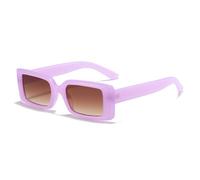 TVTBBVV Gafas de sol rectangulares pequeñas estilo retro Y2K para hombre y mujer, montura cuadrada estrecha, protección UV400, montura negra brillante, lentes grises sólidas (4)