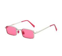 TVTBBVV Gafas de sol rectangulares pequeñas para hombre y mujer, estilo retro, con montura de metal negro, ideales para uso diario, C5, talla única.
