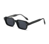 TVTBBVV Gafas de sol rectangulares retro para hombre y mujer, montura pequeña, estilo moderno, con bisagra metálica, montura negra, protección UV, C1, talla única.