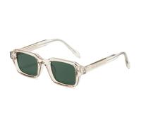 TVTBBVV Gafas de sol rectangulares retro para hombre y mujer, montura pequeña, estilo moderno, con bisagra metálica, montura negra, protección UV, C6, talla única.