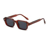 TVTBBVV Gafas de sol rectangulares retro para hombre y mujer, montura pequeña, estilo moderno, con bisagra metálica, montura negra, protección UV, C4, talla única.