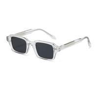 TVTBBVV Gafas de sol rectangulares retro para hombre y mujer, montura pequeña, estilo moderno, con bisagra metálica, montura negra, protección UV, C5, talla única.