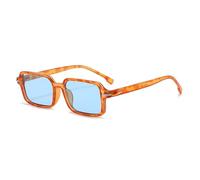 TVTBBVV Gafas de sol rectangulares retro para mujer, gafas de moda con remaches para hombre, gafas de sol estilo punk con estampado de leopardo, protección UV400 (ámbar azul)