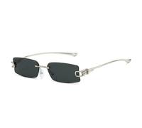 TVTBBVV Gafas de sol rectangulares sin montura para hombre y mujer, con montura de metal dorado, lentes oscuras, ligeras, estilo retro, modernas y elegantes, C5, talla única.