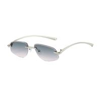 TVTBBVV Gafas de sol rectangulares sin montura para hombre y mujer, estilo retro con montura de metal dorado para uso diario y fiestas, C7, talla única