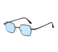 TVTBBVV Gafas de sol retro pequeñas cuadradas de metal para hombre y mujer, montura vintage negra con borde rojo, protección UV400, lentes grises de dos tonos (5)