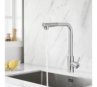 TVTIUO Grifo de cocina extensible, giratorio 360°, grifo de cocina monomando (cepillado), acero inoxidable