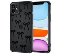 TVVTPU Funda para iPhone 11, Carcasa con Aesthetic Pajarita Dibujos Motive con Mate Translúcida PC Suave TPU Case Antigolpes Protección de Cámara Caso para Mujer, Negro