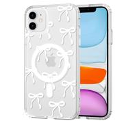 TVVTPU Funda para iPhone 11 con Transparente, Carcasa Magnética Silicona Caso con Dibujos Lazo Pajarita Motive No Amarillea PC Antiarañazos Antigolpes Bumper Case, Blanca