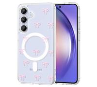 TVVTPU Magnética Funda para Samsung Galaxy A54 5G, Carcasa Transparente Silicona Caso con Dibujos Lazo Pajarita Motive No Amarillea PC Antiarañazos Antigolpes Bumper Case, Rosa