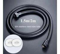TWALOTPEX Tubo de Ducha de reemplazo de Acero Inoxidable Manguera de Ducha Flexible 304, Extensible, Accesorio de baño Tipo Tirador(Black,1.5M)