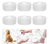 Twavang Paquete de 6 vendajes autoadhesivos de 2,54 cm, transpirables, cohesivos, para mascotas, atletismo, deportes, muñeca, rodilla y tobillo (5 yardas por rollo, blanco)