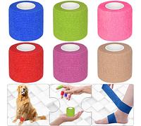 Twavang Paquete de 6 vendajes autoadhesivos de 2 pulgadas para mascotas, atletismo, deportes, muñeca, rodilla, tobillo (5 yardas por rollo, colores mezclados)