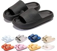 Twaynorb Cloud Sliders for Women and Men Pillow Slides Slippers,Non-Slip Quick Dry Shower Thick Soled Pillow Cloud Slides Slippers Super Soft Massage House Slides for Indoor & Outdoor (44-45,Black)