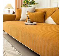 Twaynorb Funny Fuzzy Sofa Cover, Herringbone Chenille Fabric Furniture Protector Non Slip Sofa Cover 1 2 3 Seater (Khaki,70 * 150cm)