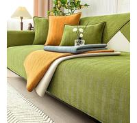 Twaynorb Funny Fuzzy Sofa Cover, Herringbone Chenille Fabric Furniture Protector Non Slip Sofa Cover 1 2 3 Seater (Green,90 * 120cm)