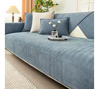 Twaynorb Funny Fuzzy Sofa Cover, Herringbone Chenille Fabric Furniture Protector Non Slip Sofa Cover 1 2 3 Seater (Grayish Blue,90 * 120cm)