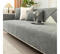 Twaynorb Funny Fuzzy Sofa Cover, Herringbone Chenille Fabric Furniture Protector Non Slip Sofa Cover 1 2 3 Seater (Grey,90 * 210cm)