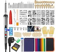 TWBEST 80W Kit Pirograbador de Madera,108pcs Kit Pirograbdores Electrico,Kit del Soldador Temperatura Regulable(200-480℃),Kit de Soldadura de Madera para Manualidades Madera,Cuero,Grabado