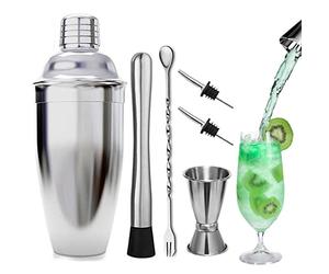 TWBEST Coctelera para Cócteles, 6Pcs Profesional Barman Cocteleria 750ml Juego de Herramientas de Barra de Acero Inoxidable Ideal para Bar, Hogar Mezclar Bebidas