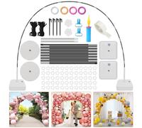 TWBEST Kit de arco de globo,Arco para Globos,Piso Kit Arco de Globos,Reutilizable Fibra Soporte Globos,Ajuste Libre Balloon Arch Stand para Decoración Cumpleaños Boda,2.7x3M,Mechas para Velas etc