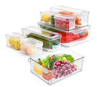 TWBEST Organizador de Despensa con Tapa, Juego de 8 Cajas de Almacenaje de Refrigerador con Asa, para Cocinas, Armarios-Sin BPA