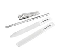 Tweezerman Glass Manicure Set Includes Nail Clipper Cuticle Pusher Glass Nail File and Glass Nail Buffer
