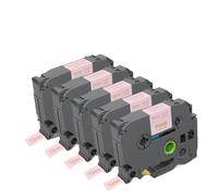TWEJHX Cinta de Raso TZ de 5 Piezas de 12 mm en Rojo TZe-RW34 Compatible con Suministros de Impresora de Etiquetas PT-P300BT(Gold on Pink)