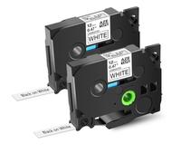 TWEJHX Cinta Lable de 12 mm AZE-231 Compatible con TZ TZE-231 Impresoras Black on White Standard Lamined Label Labin(2PK-Black on White)