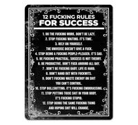 Twelve Kick Ass Rules For Success Metal Sign 12x8 Inch