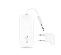 Twelve South AirFly Pro Deluxe, Transmisor/Receptor de Audio inalámbrico Bluetooth para hasta 2 AirPods/Auriculares inalámbricos; Uso con Cualquier Toma de Audio de 3,5 mm en Aviones, y Otras, Blanco