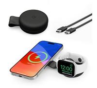 Twelve South Cargador de Viaje 2 en 1 Qi2, Butterfly SE para iPhone, Airpods y Apple Watch, Negro