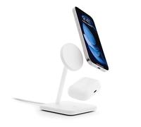 Twelve South HiRise 2 Deluxe 2 en 1 Soporte de Carga Qi2 para iPhone y AirPods, Blanco