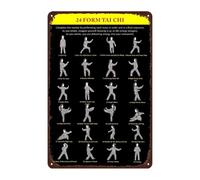 Twenty Four Form Tai Chi Sequence Metal Sign For Home Gym Wall Decor Traditional Chinese Martial Arts Exercise Guide Tin Plaque 8 X 12 inch