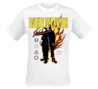 Twenty One Pilots On Fire Hombre Camiseta Blanco M 100% algodón Regular