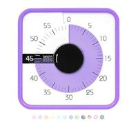 TWENTY5 SEVEN Temporizador de cuenta regresiva 7.5 pulgadas; 60 minutos 1 hora temporizador visual - herramienta de enseñanza en el aula reunión de oficina, reloj mecánico de cuenta regresiva para niños examen gestión del tiempo magnético, morado