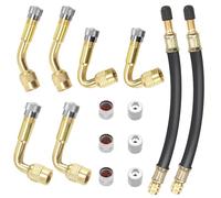 Tweozhui Adaptador Valvula Bicicleta, Kit de Extensión de válvula de neumático, Adaptadores de Ángulo de 45, 90, 135 Grados y con 2 Piezas de Extensiones Flexibles de Goma de 180 mm Universal